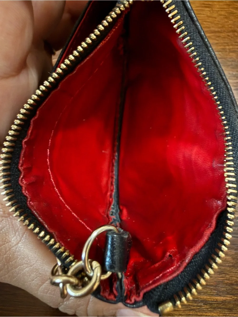 Dooney & Bourke Dark Brown Pebbled Leather Wristlet with Gold Hardware